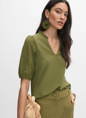 Eyelet Sleeve Top