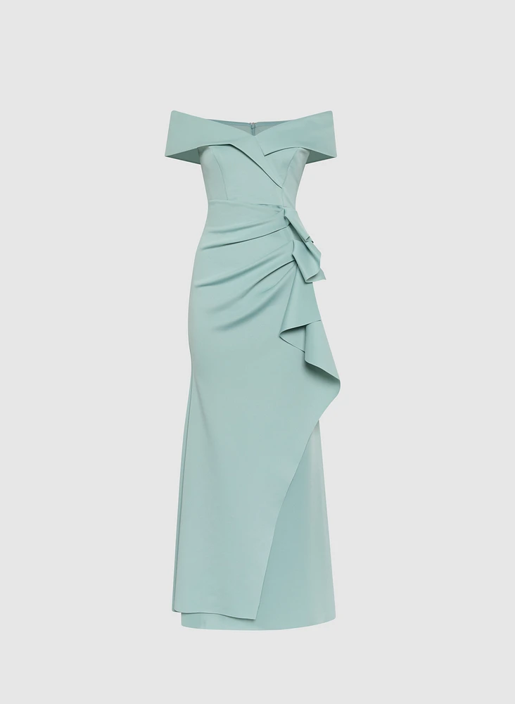BA Nites - Off-Shoulder Waterfall Ruffle Dress