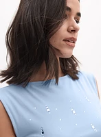 Shirred Sleeveless T-Shirt