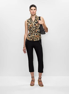 Blouse à motif léopard et capri taille haute
