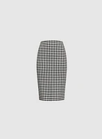 Houndstooth Print Pencil Skirt