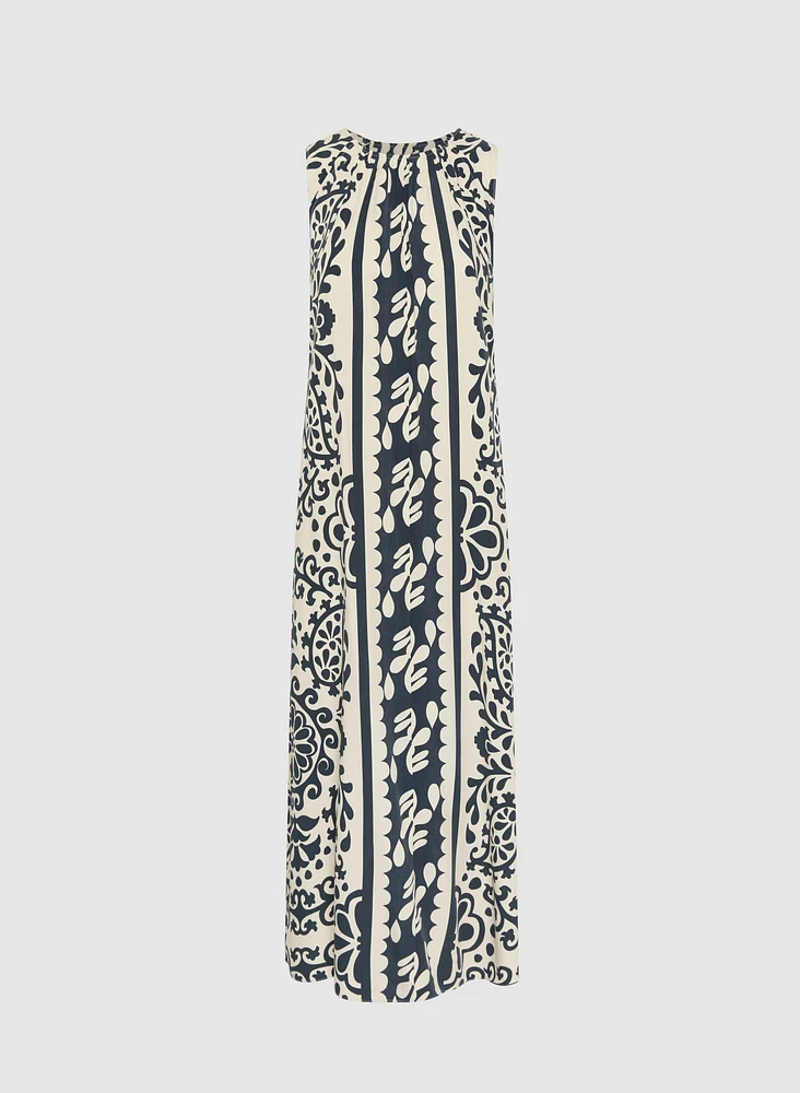 Robe maxi à motif géométrique