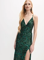 Sequin Rose Motif Dress