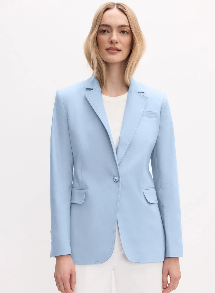 Jewel Button Denim Blazer