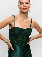 Embroidered Satin Gown