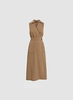 Robe ceinturée à poches appliquées