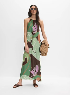 Robe maxi à palmiers