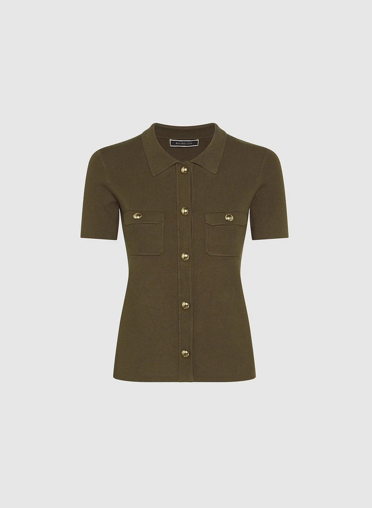 Polo boutonné en tricot