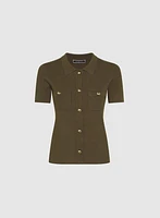 Polo boutonné en tricot