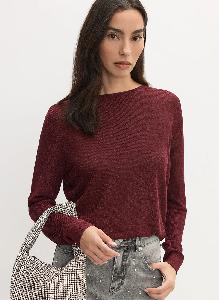Pull à manches longues en tricot métallique