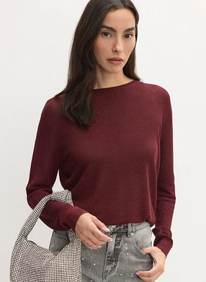Pull à manches longues en tricot métallique