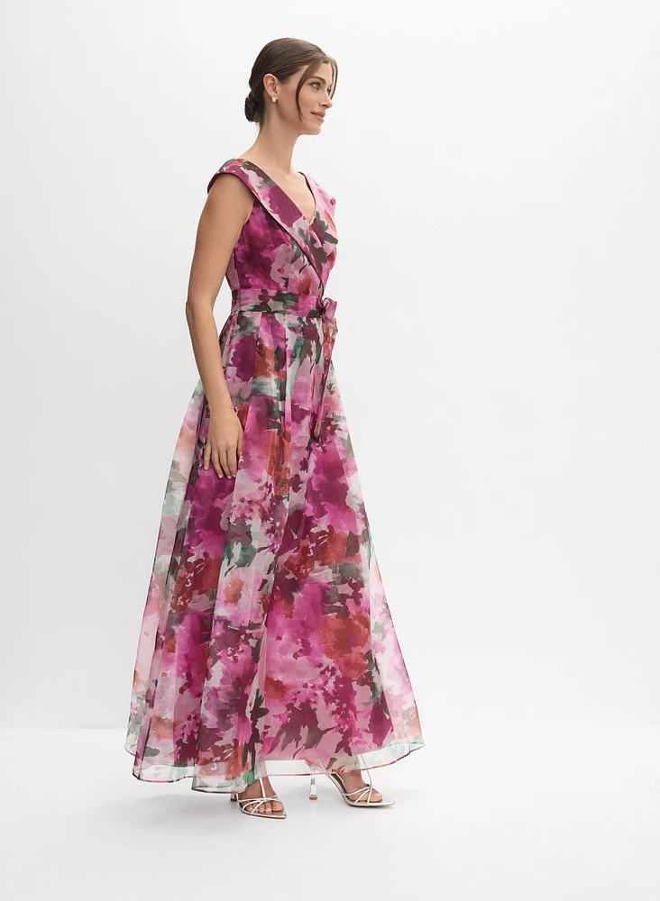 Robe florale en taffetas