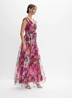Robe florale en taffetas