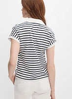 Striped Polo-Neck T-Shirt