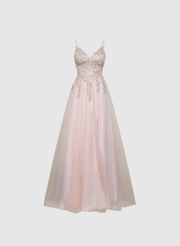 Beaded Floral Embroidered Dress