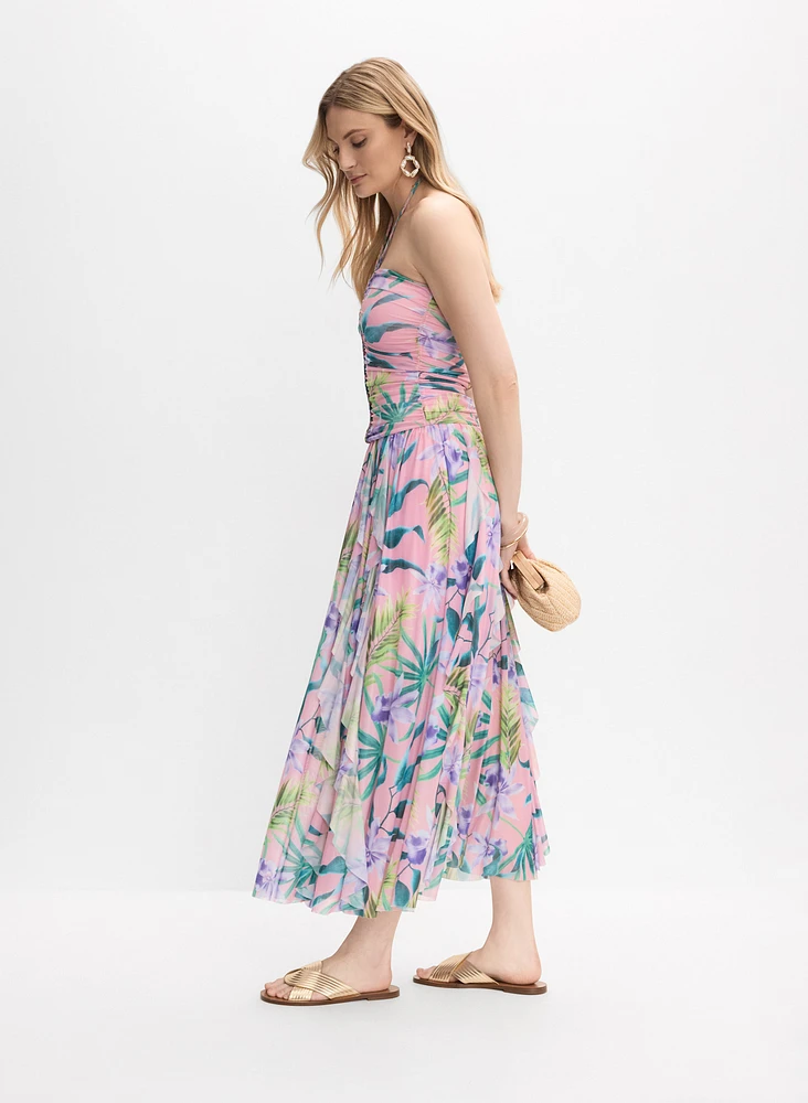 Strapless Mesh Maxi Dress