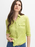 Blouse boutonnée en mélange de lin