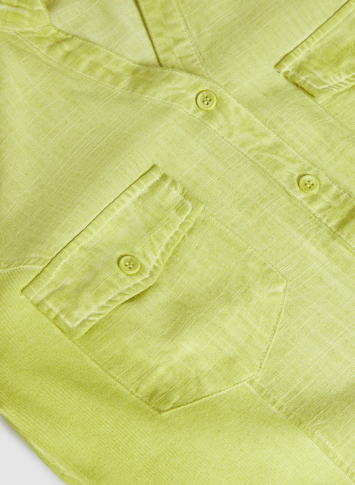 Blouse boutonnée en mélange de lin