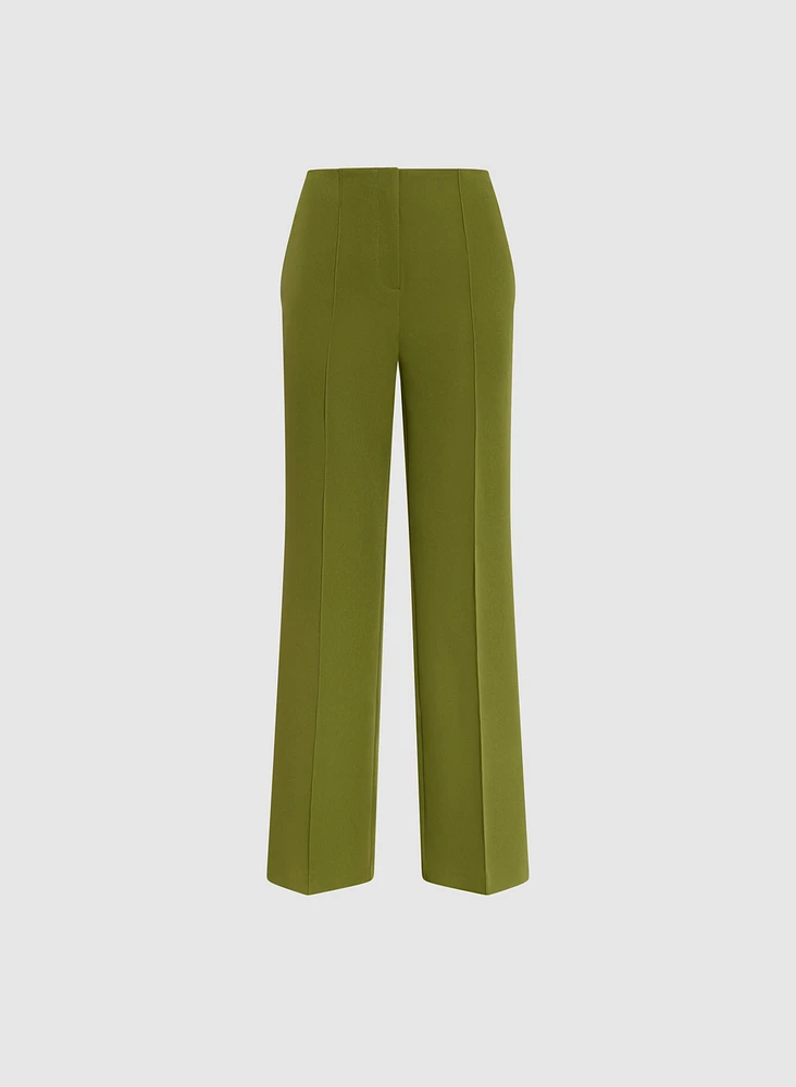 Pantalon à jambe large et nervures décoratives