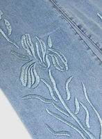 Jean à jambe évasée broderie florale