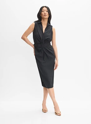 Robe ceinturée en mélange de lin