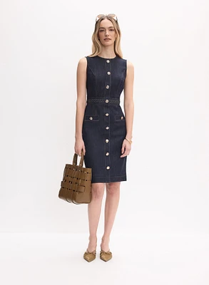 Robe en denim à ceinture tressée