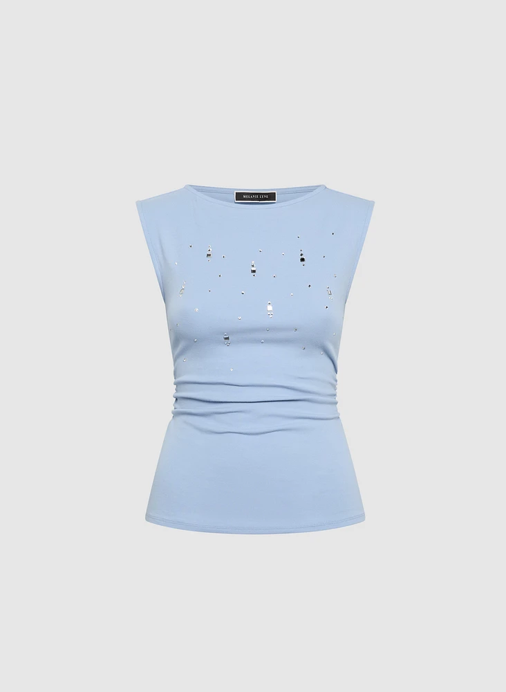 Shirred Sleeveless T-Shirt