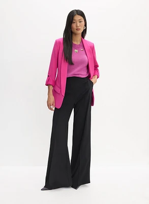Veste ouverte à col châle et pantalon à jambe large