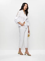 Eyelet Hem Denim Capris