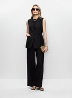 Linen-Blend Wide Leg Pants