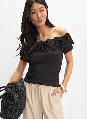 Ribbed Rosette Top