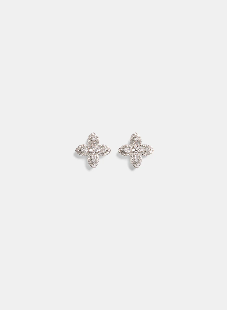 Boucles d'oreilles à trèfle en cristaux et perle