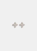 Boucles d'oreilles à trèfle en cristaux et perle