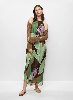 Cardigan et robe maxi à palmiers