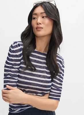 Striped Elbow Sleeve Top