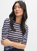 Striped Elbow Sleeve Top