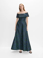 Floral Jacquard Off-Shoulder Dress