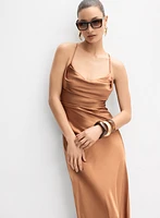 Cowl Neck Satin Slip Dress