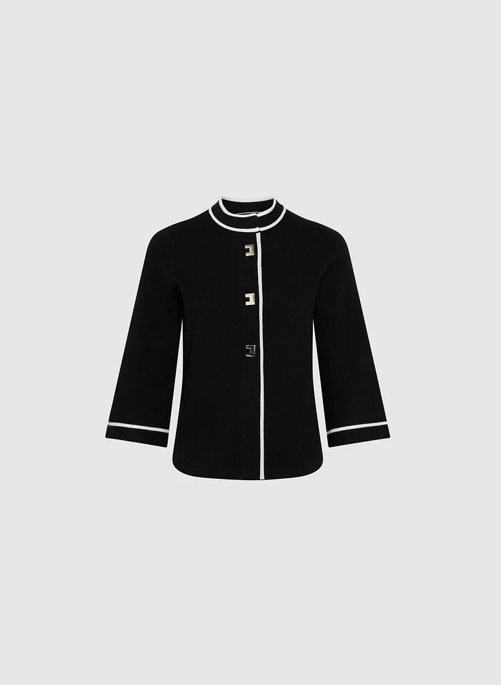 Cardigan à bordures contrastantes