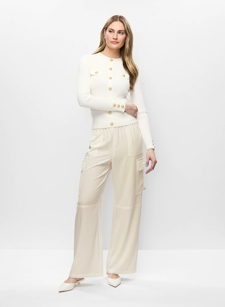 Pantalon large style cargo à enfiler