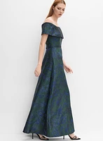 Floral Jacquard Off-Shoulder Dress