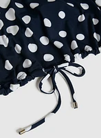Drawstring-Hem Polka Dot Top