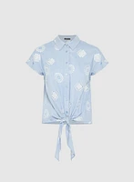Blouse boutonnée à broderies