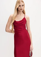 Cowl Neck Satin Slip Dress