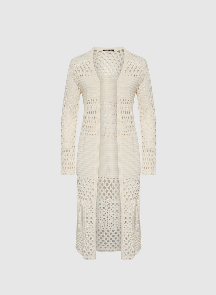 Cardigan long en tricot ajouré