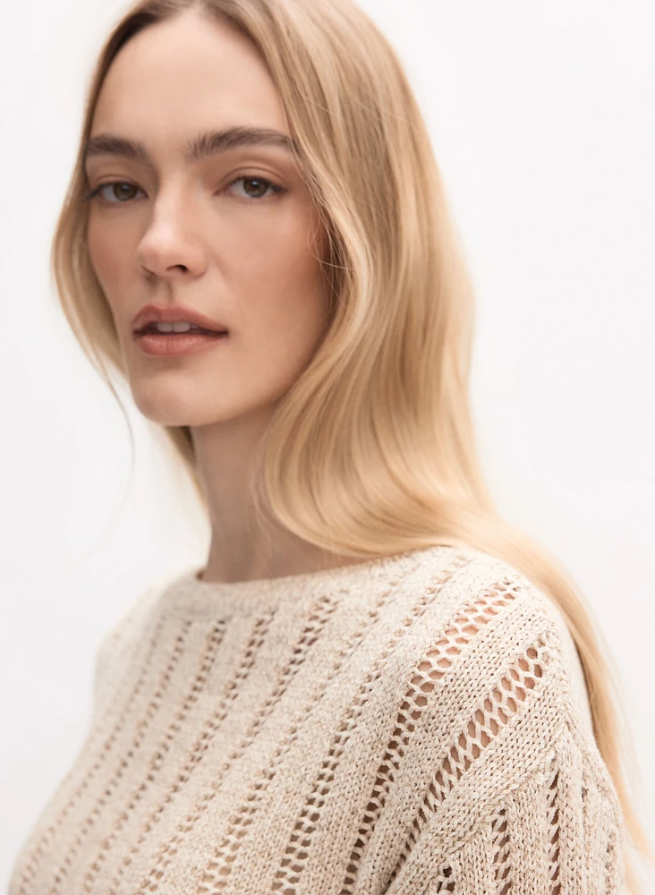 Open-Knit Pullover Sweater