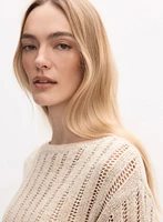 Open-Knit Pullover Sweater