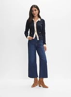 Cardigan boutonné à bande contrastante