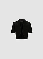 Elbow Sleeve Openwork Knit Bolero