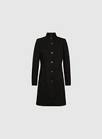 Stand Collar Wool-Blend Coat